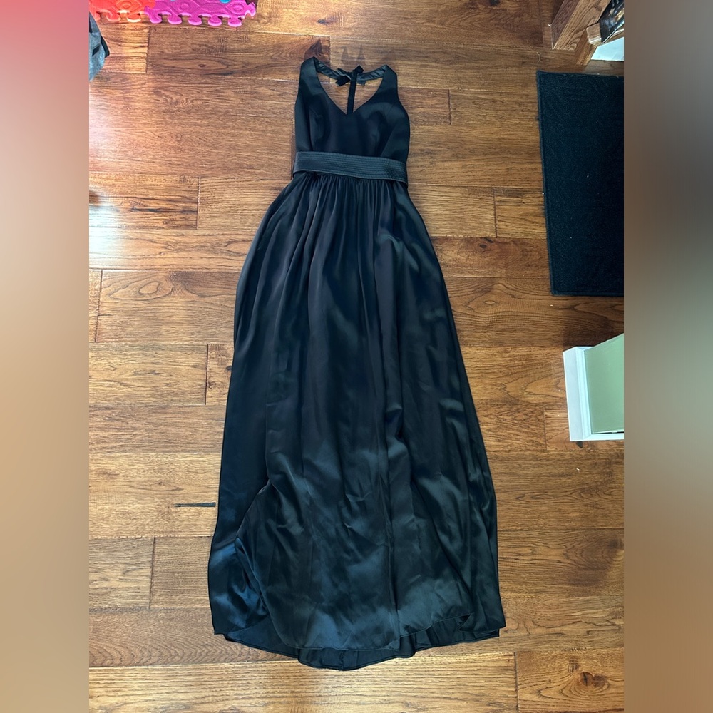 Vera Wang White Black Halter Full Length Dress - Size 6 - With Pockets VW360214